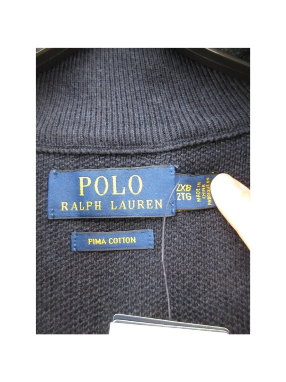 Polo Ralph Lauren Sweater 2XB Navy 1/4 Zip Pullover Pony Pima Cotton
